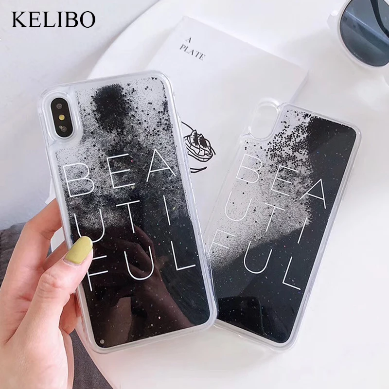 Luxury Flowing Quicksand Soft Cover Case for iPhone X XR XS Max Liquid Phone Cases For iphone 6 6S 7 8 Plus Back Shell Black |