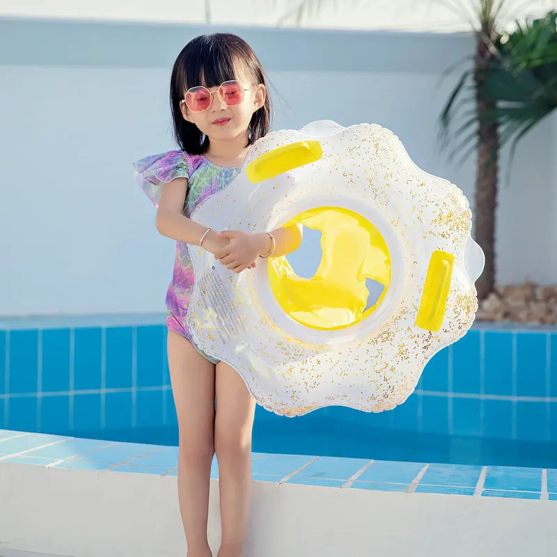 

Детское кольцо для плавания, блестящий цветок, единорог, надувные аксессуары для бассейна, плавающие игрушки для плавания в помещении, 1-6 ле...