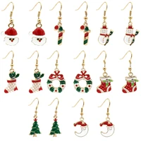 luruixu new christmas earrings crystal snowman jewelry christmas tree stud earring for women creative party accessories girl