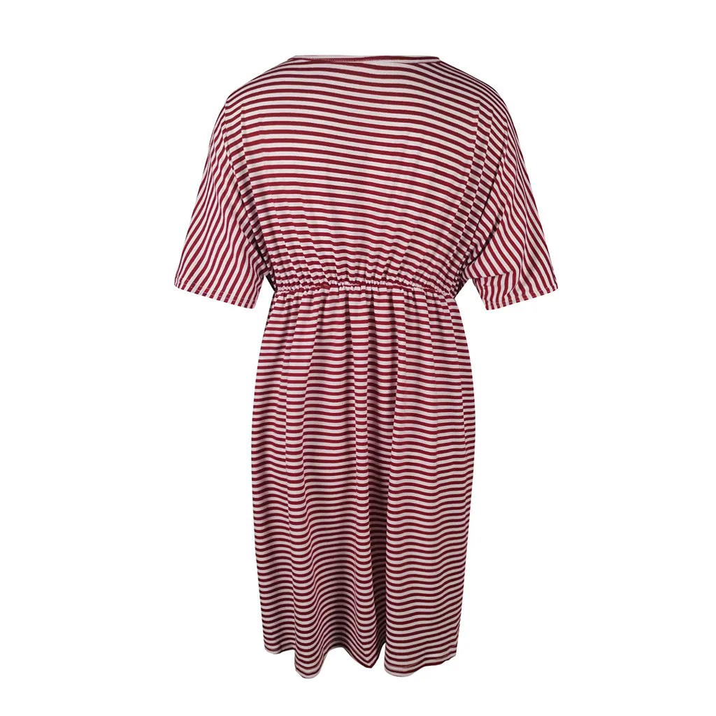 

Summer Maternity Dresses Gown Striped Breastfeeding Wrap Casual Pregnancy Dress Elegant Sundress Pregnant Woman Clothes 2021