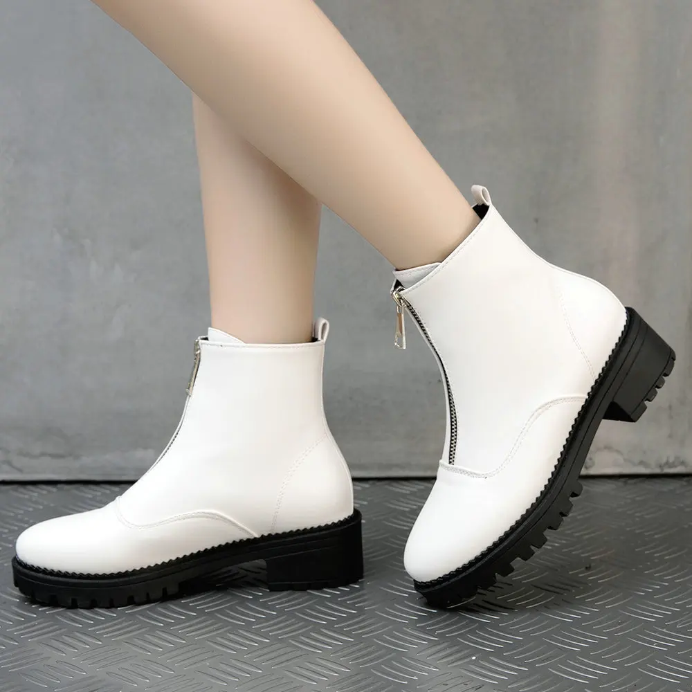 Ботильоны женские на молнии спереди теплые меховые плюшевые стельки Модная