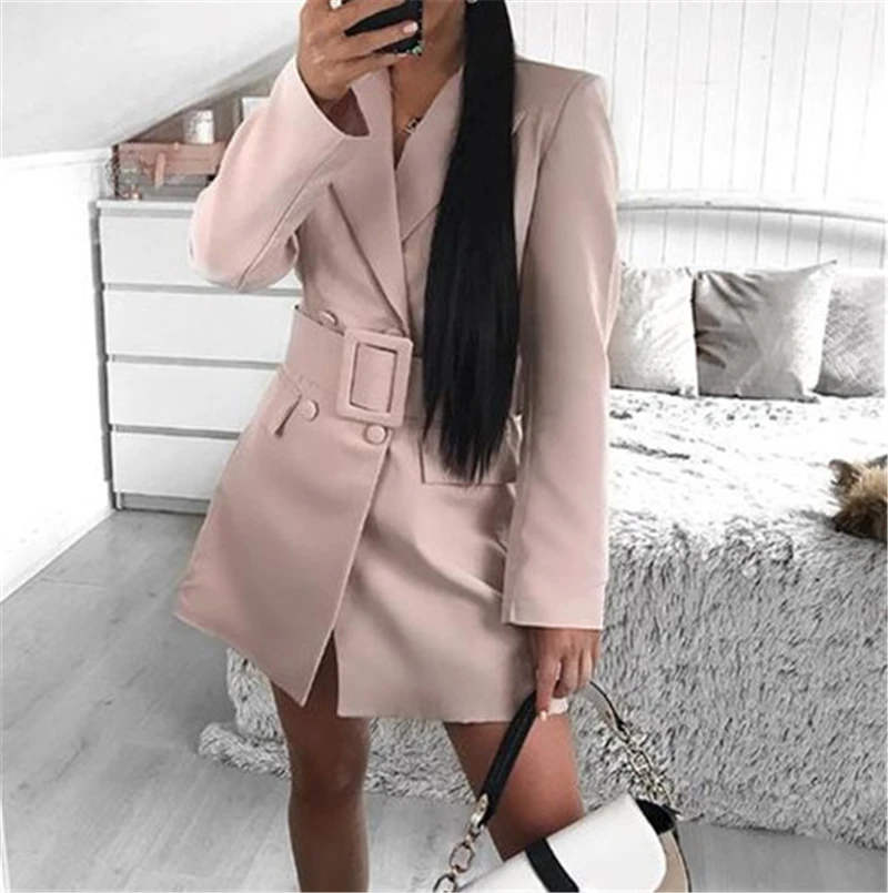 Новинка 2019 года осеннее однотонное пальто ветровка для женщин бандажный топ