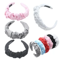 women candy solid color wrinkled headband wide brim knotted face wash hairband headbands girl hair band hair accessories