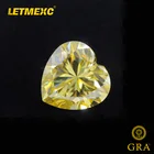 Letmexc Top Vivi жёлтый Муассанит в форме сердца лабораторный бриллиантовый драгоценный камень VVS1 карат с сертификатом