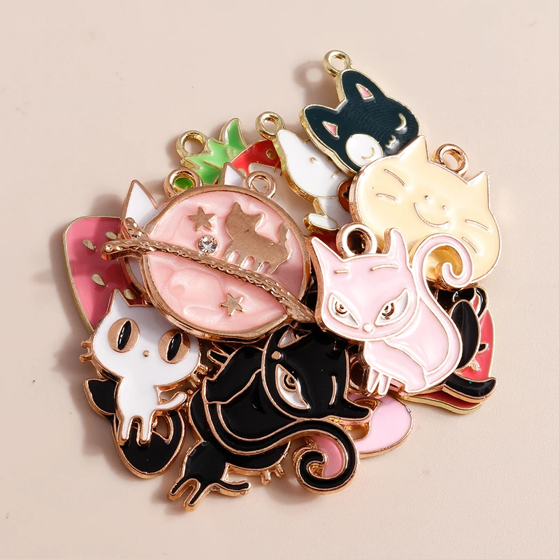 10 шт. эмалированные Подвески в виде кота | Украшения и аксессуары
