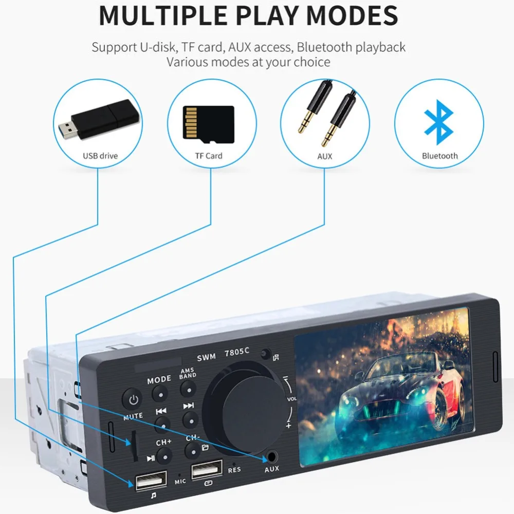 4,1 дюймов HD Автомобильный DAB+ Радио Стерео FM AM WMA Bluetooth MP5 сенсорный экран Автомобильный плеер Udisk