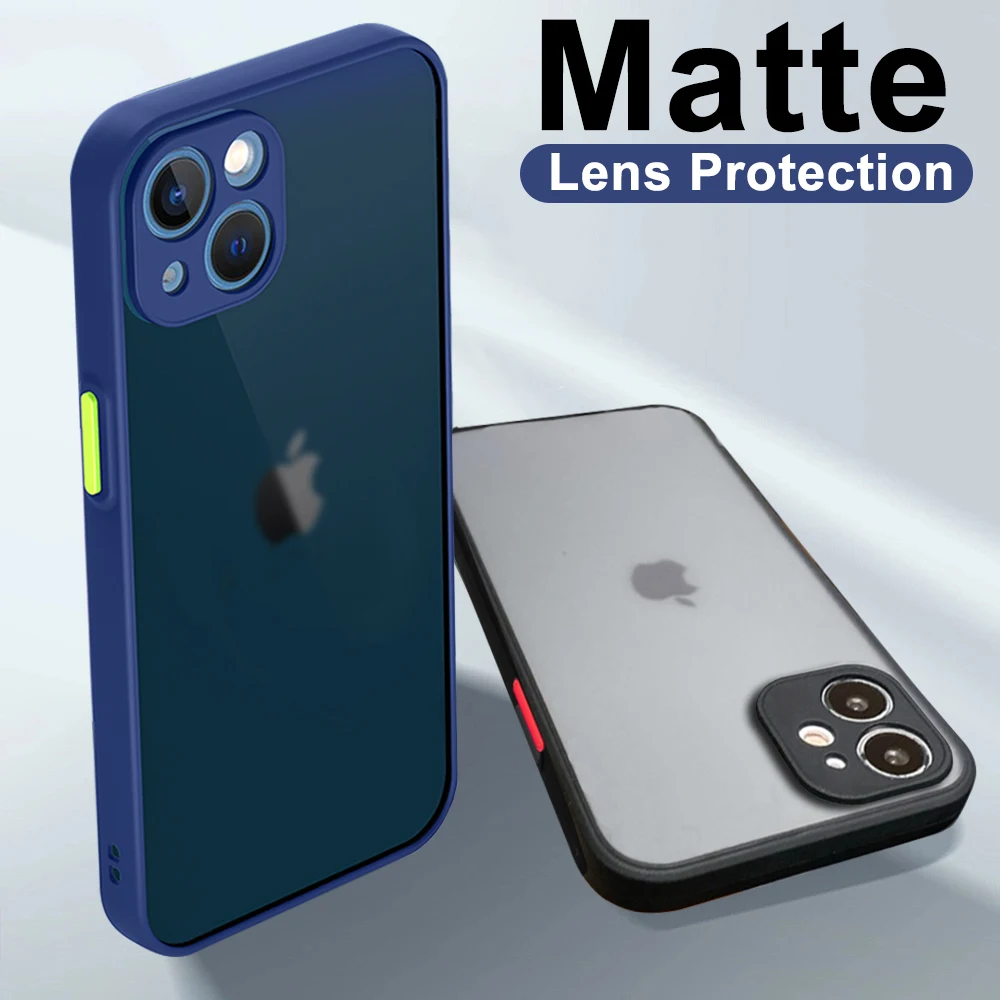 For iPhone 13 Pro Max Silicone Matte Case 12 mini 11 X XR XS 8 7 Plus SE 2020 Shockproof Lens Protective Cover | Мобильные телефоны