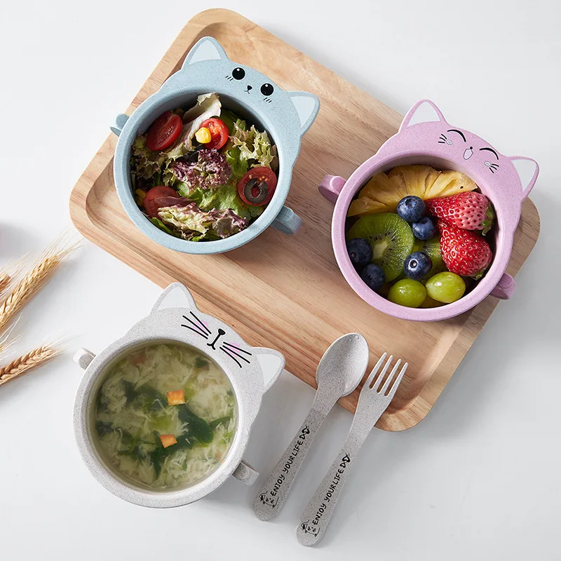 Детские детские столовые приборы из пшеницы сплошные блюда для кормления Милая