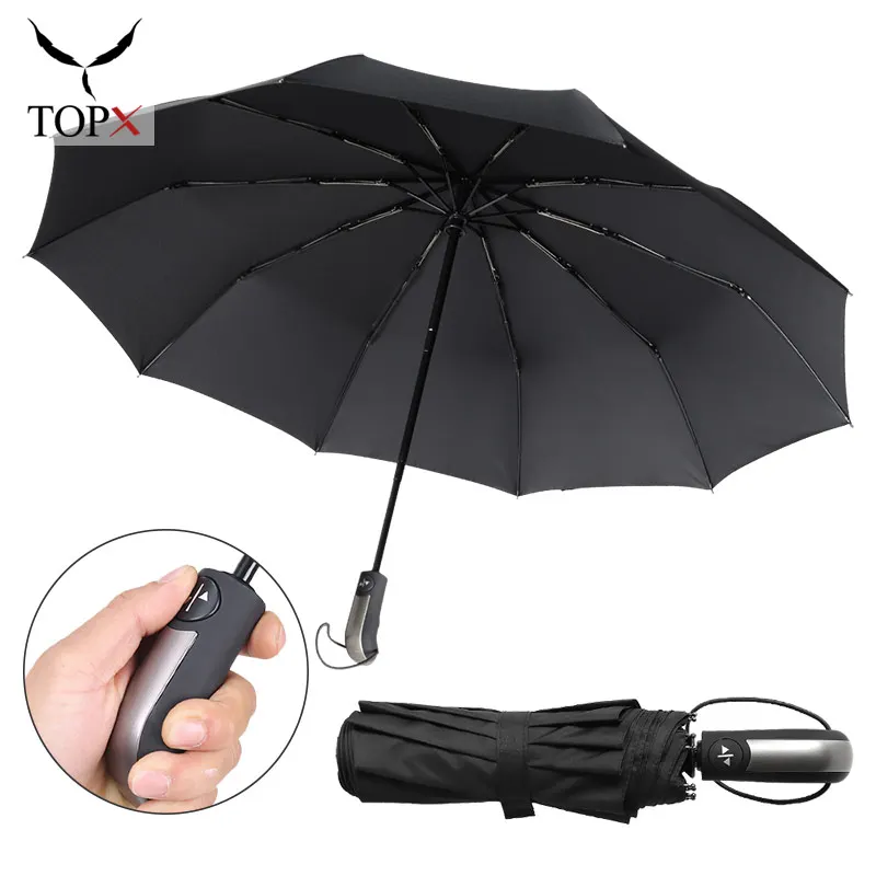 Устойчивые к ветру 3 складной автоматический зонт от дождя для женщин авто