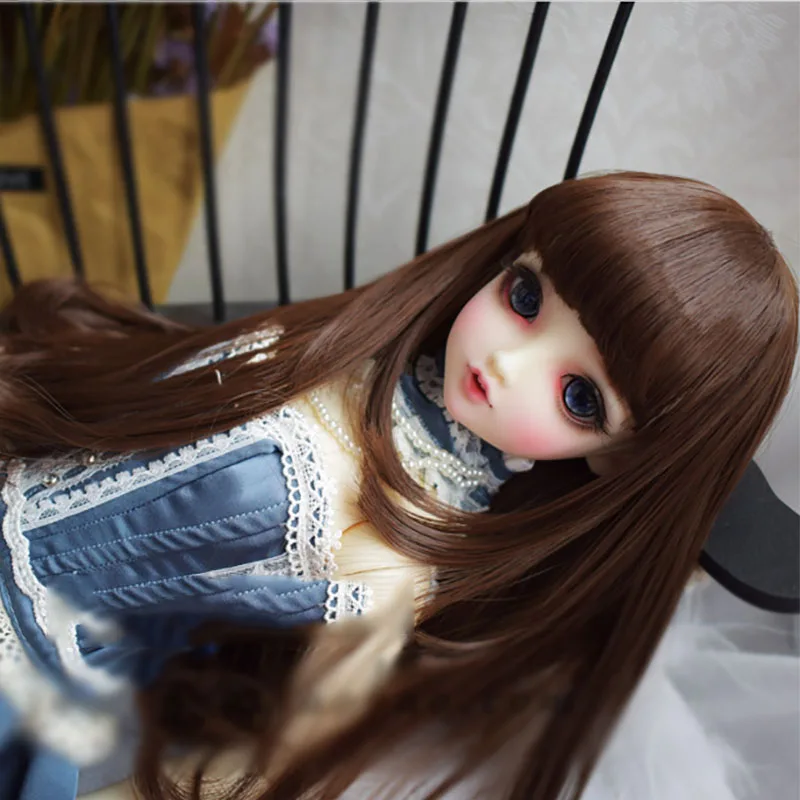 Парик для куклы Bybrana Bjd 1/3 1/4 1/6 1/8 с двумя ножами аккуратные челки длинный
