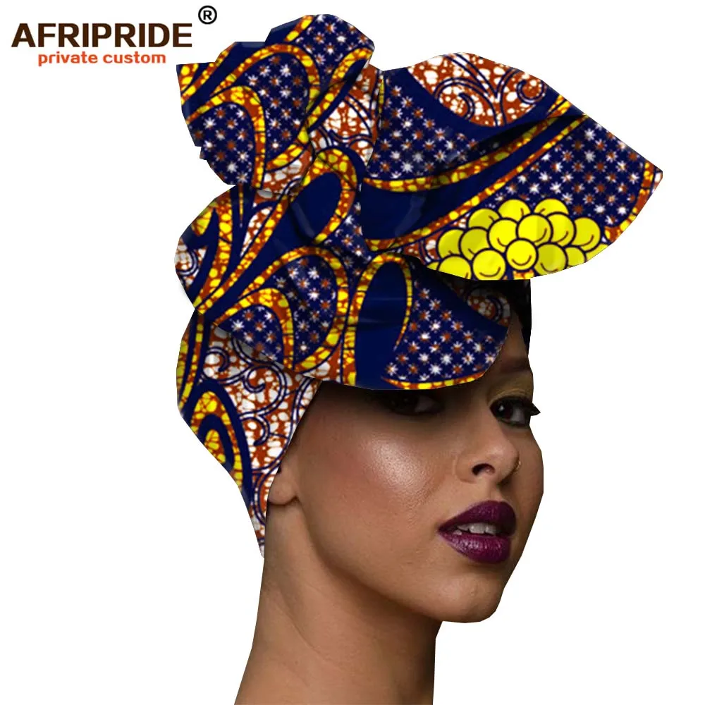 489 Африканская мода, повязка на голову для женщин, AFRIPRIDE, bazin richi, высокое качество, хлопок, воск, принт, Женская бандана A19H001 - Цвет: 489