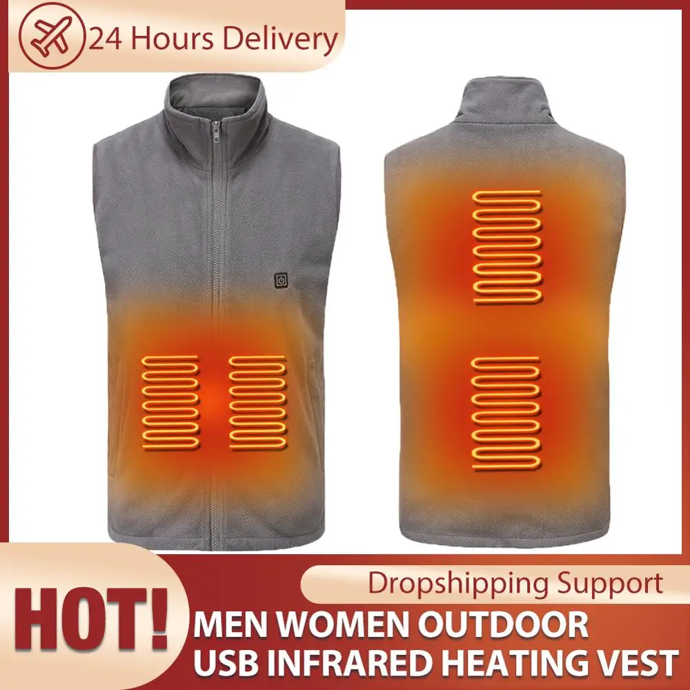 Мужская и женская уличная USB Инфракрасная нагревательная жилетка флисовая