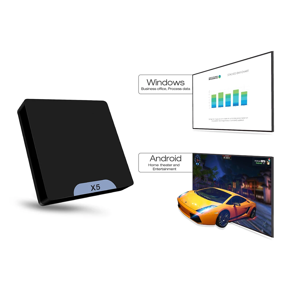 Мини ПК X5 двойной загрузки ОС четырехъядерный Windows 10 Android 5 1 мини Intel Atom Z8350 Bluetooth 4 0