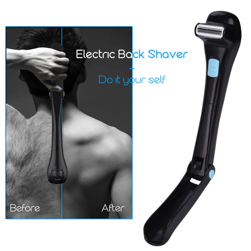 

Battery Operated Electric Back Hair Shaver Razor Portable 180Â° Foldable Handle Back Hair Removal Tool for Men