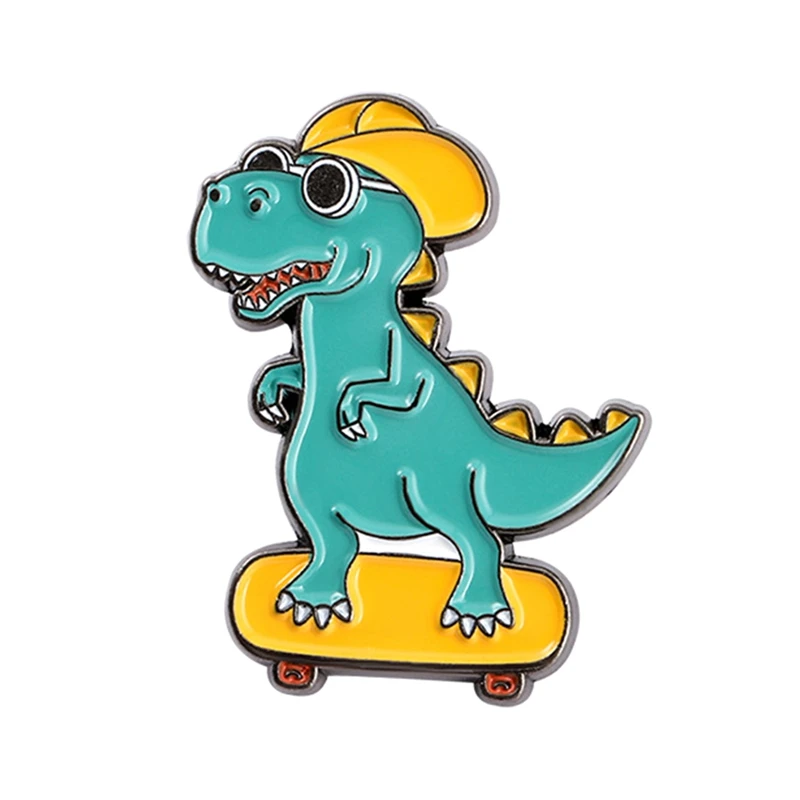 Cartoon Dinosaur Enamel Pin Cool Wind Guitar Skateboard Badges Brooches For Women Bag Backpack Accessories Gifts Friends | Украшения и