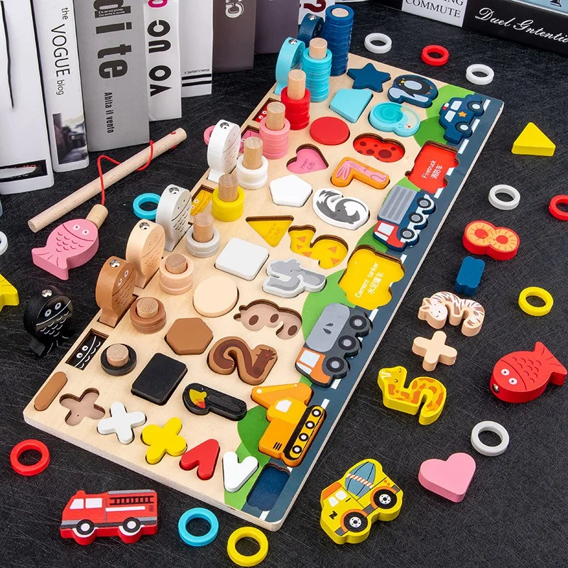 

Maths Educational Children Wooden Toy Matching Game Play Set Magnetic Fishing Pole For Kids Gift