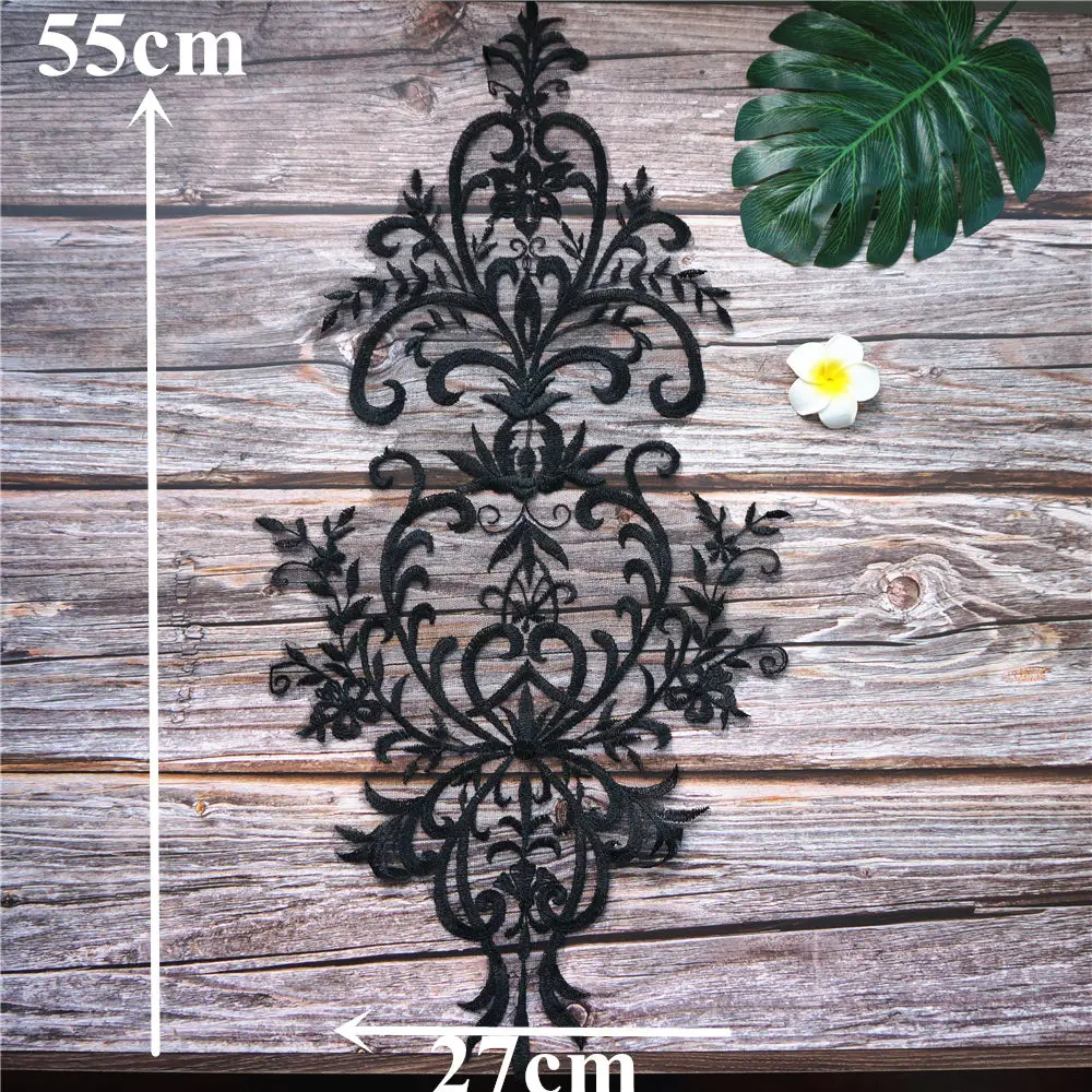 Черно белая красная кружевная ткань вышитая искусственная барочная отделка