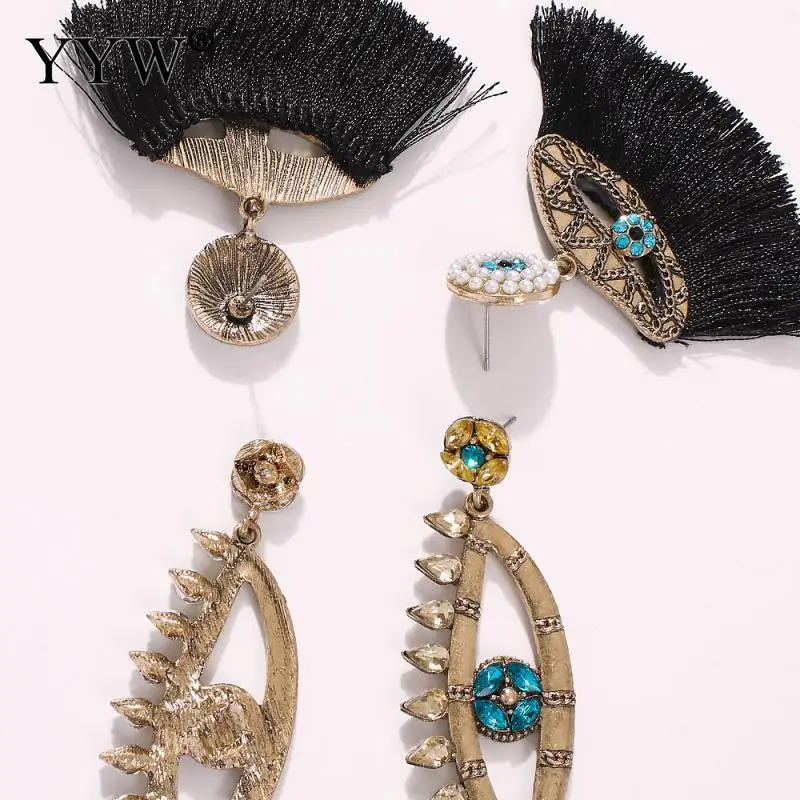 

Devil'S Eye Earrings Fan-Shaped Tassel Diamond Earrings Baroque New Earrings For Female Daily Wear Or Attend Dancing Party