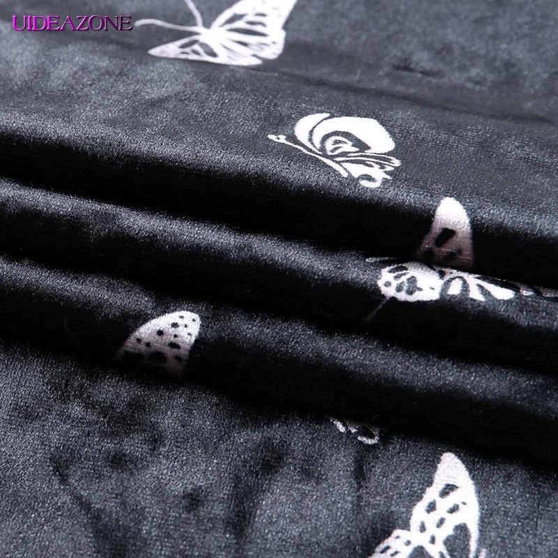 Мини-платье в готическом стиле с принтом бабочки сексуальное Бархатное