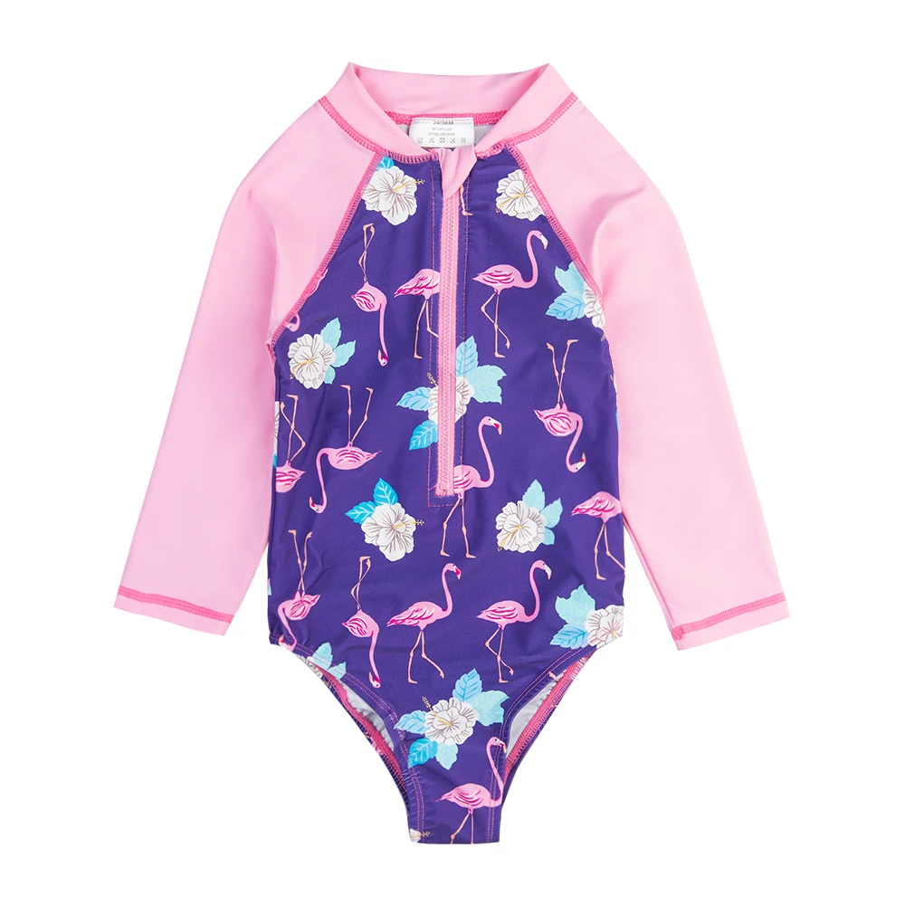 Wishere One-piece Baby Swimsuit Kids Swimwear Long Sleeve Swimmng Suits Strawberry Printed Sunsuit Infant Girl's Beachwear