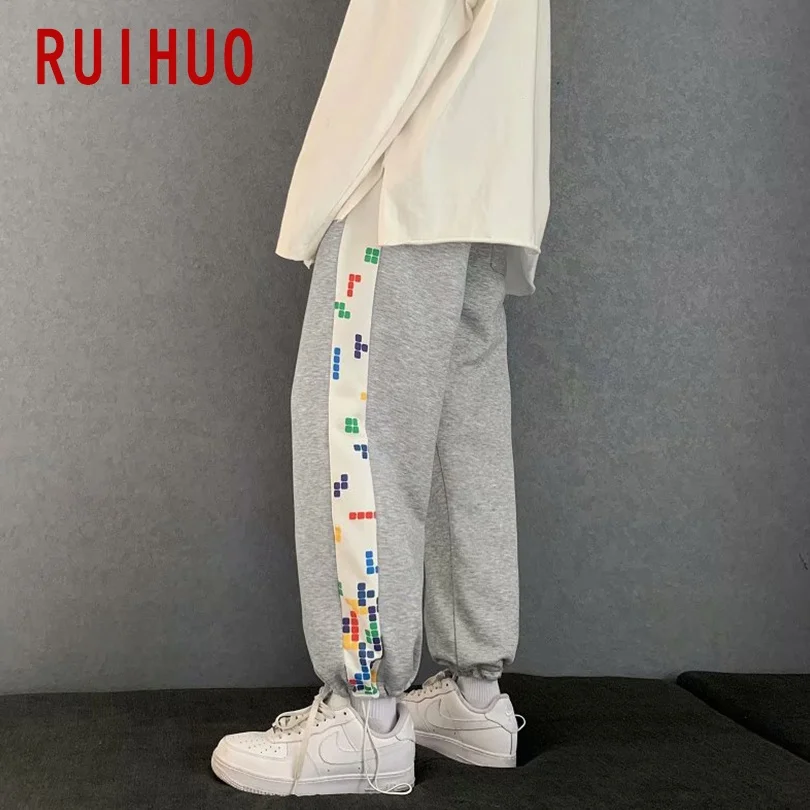 

RUIHUO 2021 New Harem Print Pants Men Trousers Casual Joggers Pants Men Sweatpants Hip Hop Streetwear Male Plus Size M-3XL