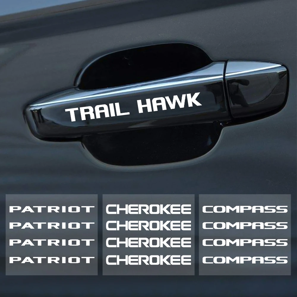 

4PCS Car Door Handle Trim Sticker Wiper Vinyl Decal for Jeep Ranegade Patriot Wrangler Grand Cherokee Trail Hawk Rubicon Compass