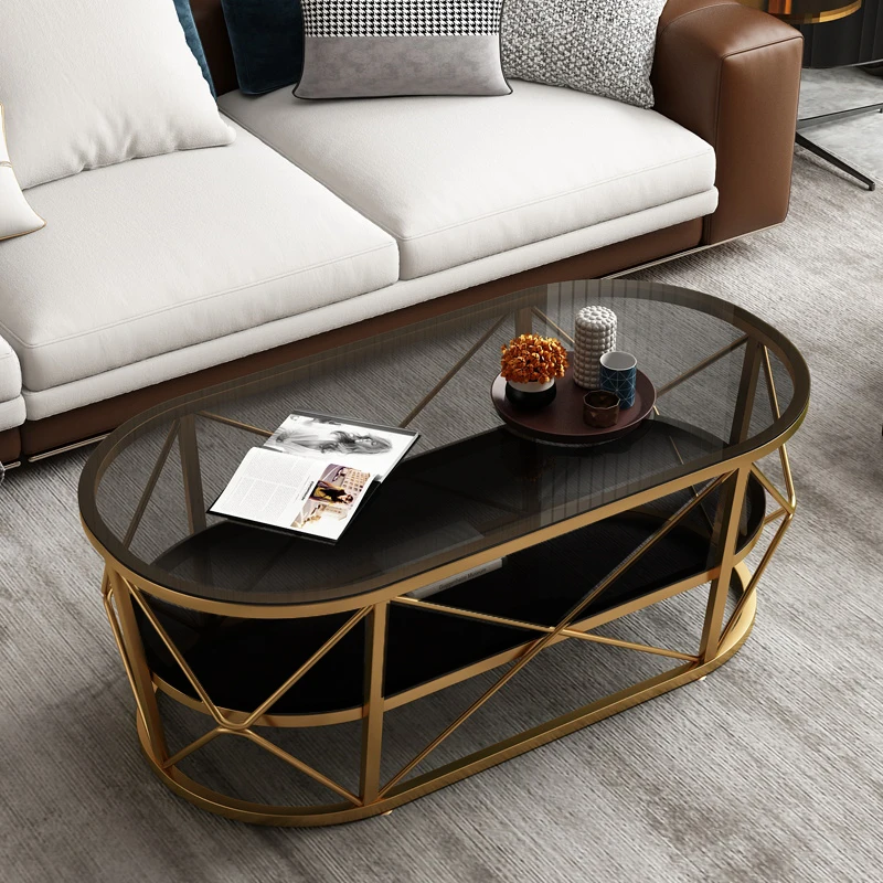 Современный роскошный круглый журнальный столик из закаленного стекла в