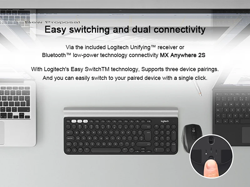 Беспроводная мышь logitech MX Anywhere 2 S, bluetooth, Двойное Подключение, с технологией logitech flow, для ноутбука, ПК, игровая мышь, геймер, без коробки
