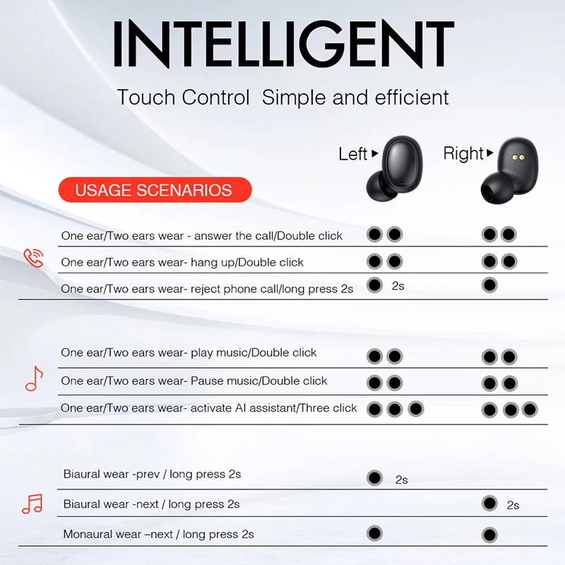 Dropshipping HAVIT I95 Touch Control Bluetooth Earphones Noise Cancelling Headset Free Role Switch HD Stereo Wireless Earbuds |