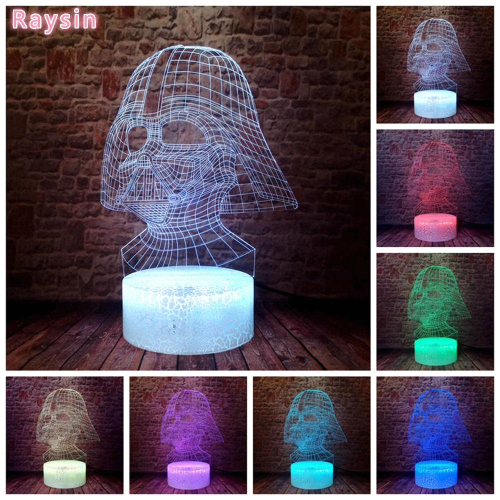 Черный рыцарь Дарт Вейдер воин Звездные войны вентиляторы 3D умный светодиод 7