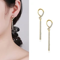 womens fashion elegant simple drop earrings long thin crystal pendant geometric dangle earrings piercing stud accessory jewelry