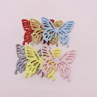 30pcslot 5 54 5cm diy shiny butterfly padded patches appliques for diy children hair clip accessories