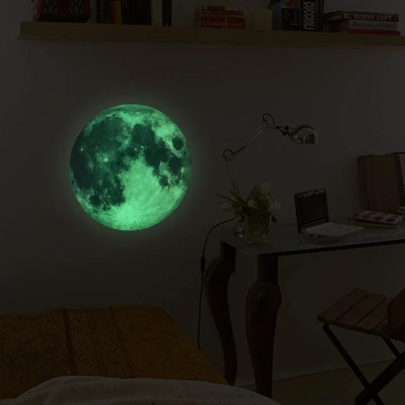 

30cm Luminous Moon 3D Wall Sticker For Kids Room Bedroom Decoration Home Decals Glow In The Dark Wall Stickers