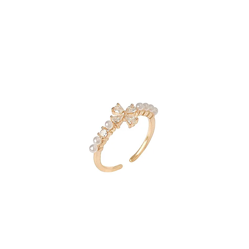 

South Korea's New Fashion Zircon Shell Beads Opening Adjustable Ladies Index Finger Ring Wedding Gift Woman Ring Jewelry 2021