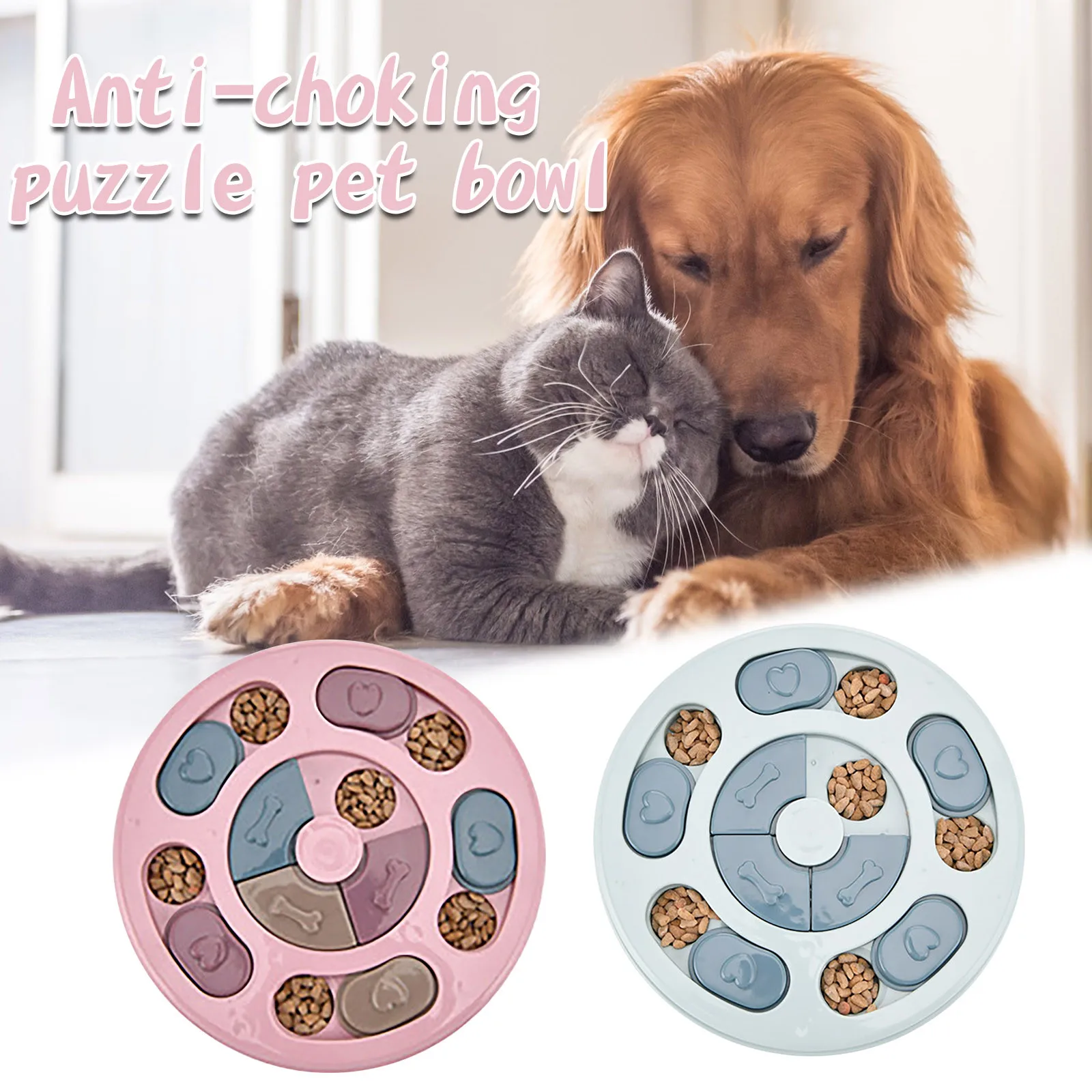 Еда для собак поворотный стол едят головоломки и анти удушья миски