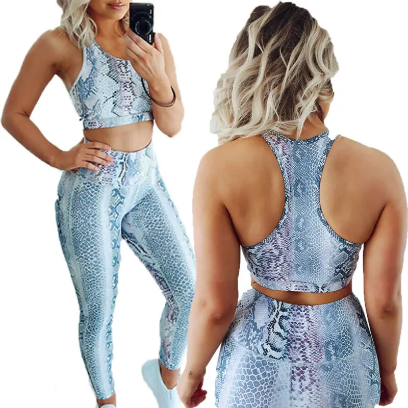 2 шт./компл. женские спортивные комплекты леггинсы брюки + майки Женский