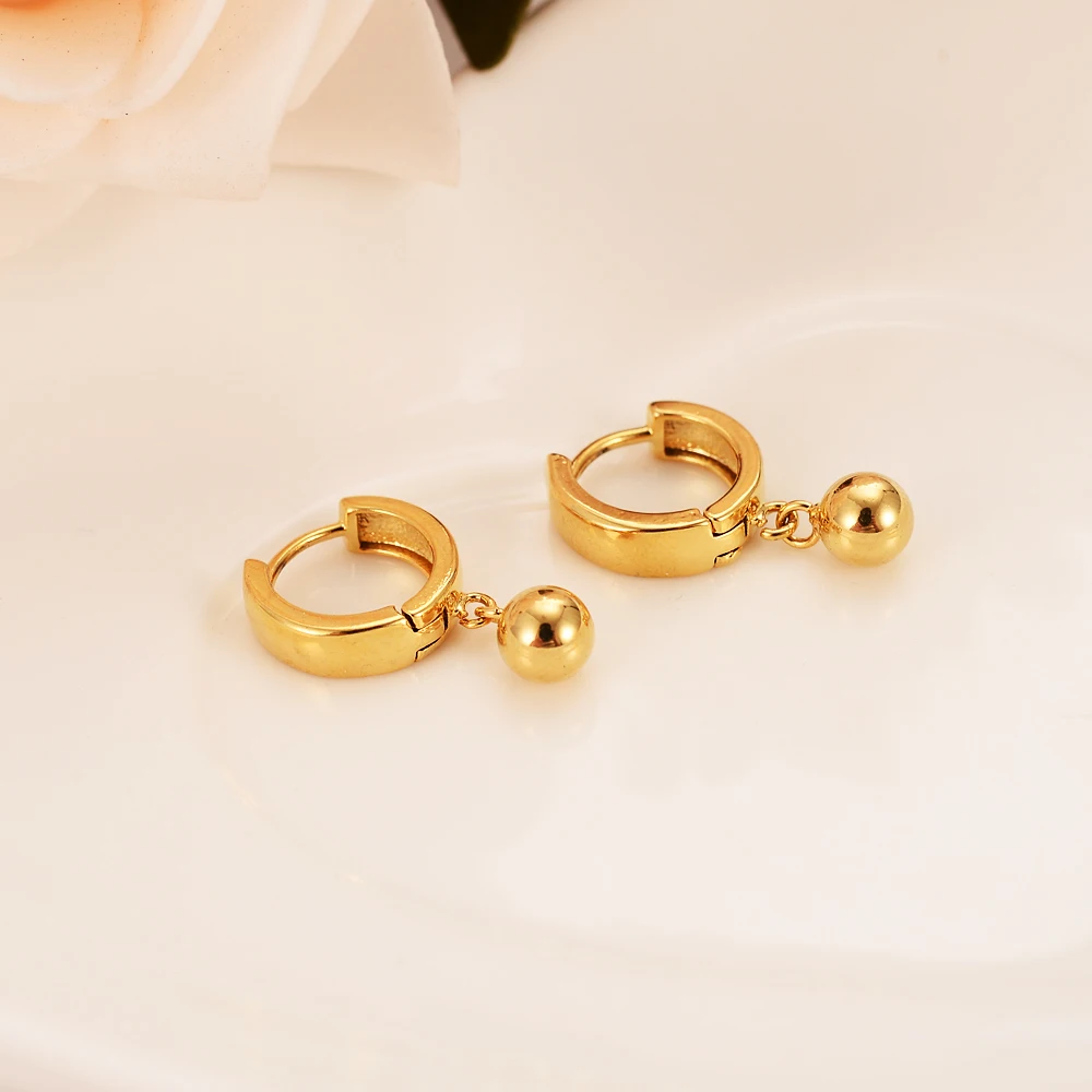 

lovely ball Earrings 24K Gold drop Earings For Women Girls african Jewelry Wedding Party Cool Fashion beads earrings kid gift
