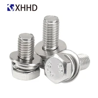 m5 m6 m8 m10 hex head machine screw metric thread hexagonal flat spring lock washer bolt 304 stainless steel