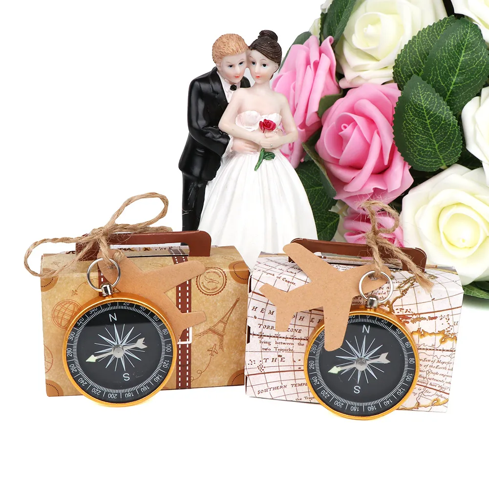 

Ourwarm 50pcs Party Favors Double Sided Kraft Paper Candy Gift Box Compass With Tag Wedding Souvenir Birthday Decoration