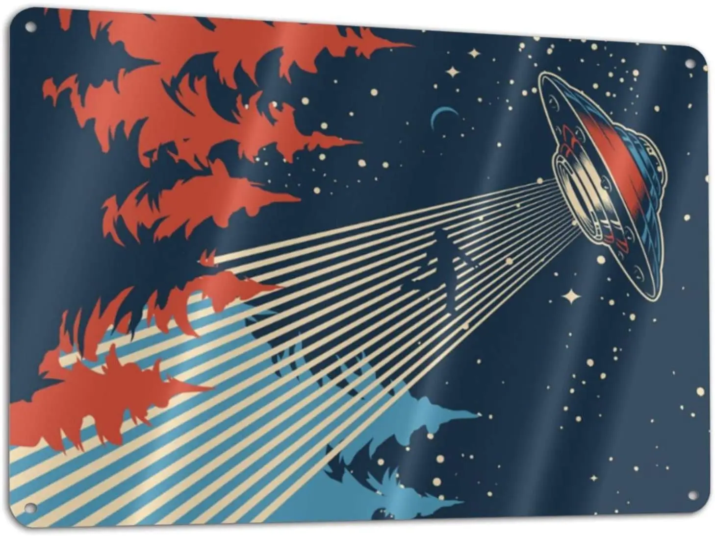 

UFO Metal Tin Signs FadeResistant Nostalgic Style Metal Plaque for Home Kitchen Man Cave Bar Garage 8"X12"