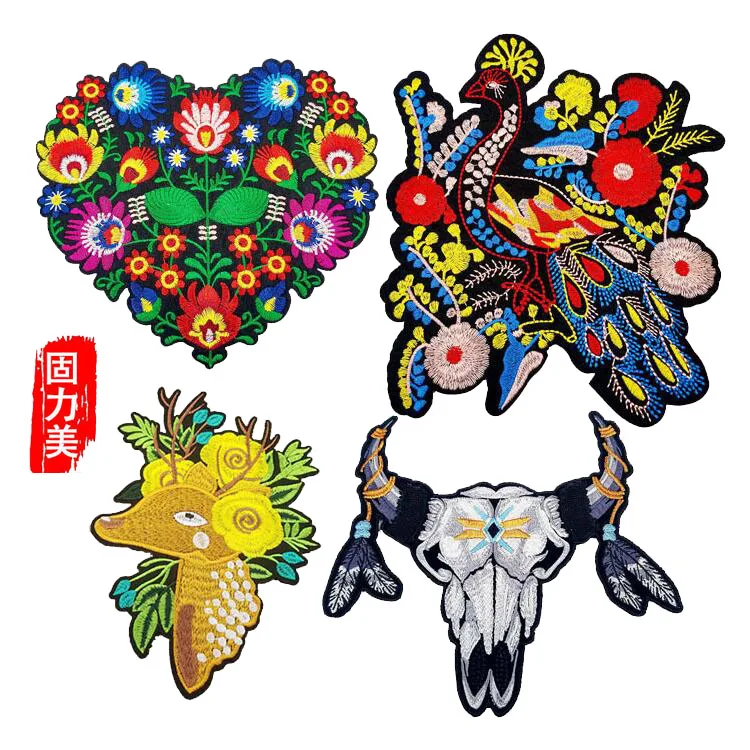 1 шт. Цветок Любовь Сердце корова голова птица олень Красивая вышивка нашивка |