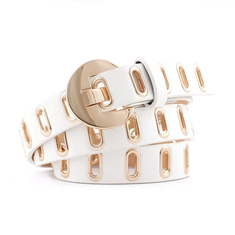 

Bauhinia new Korean casual PU leather belt women's jeans Baita fashion decorative eyelet belt for ladies