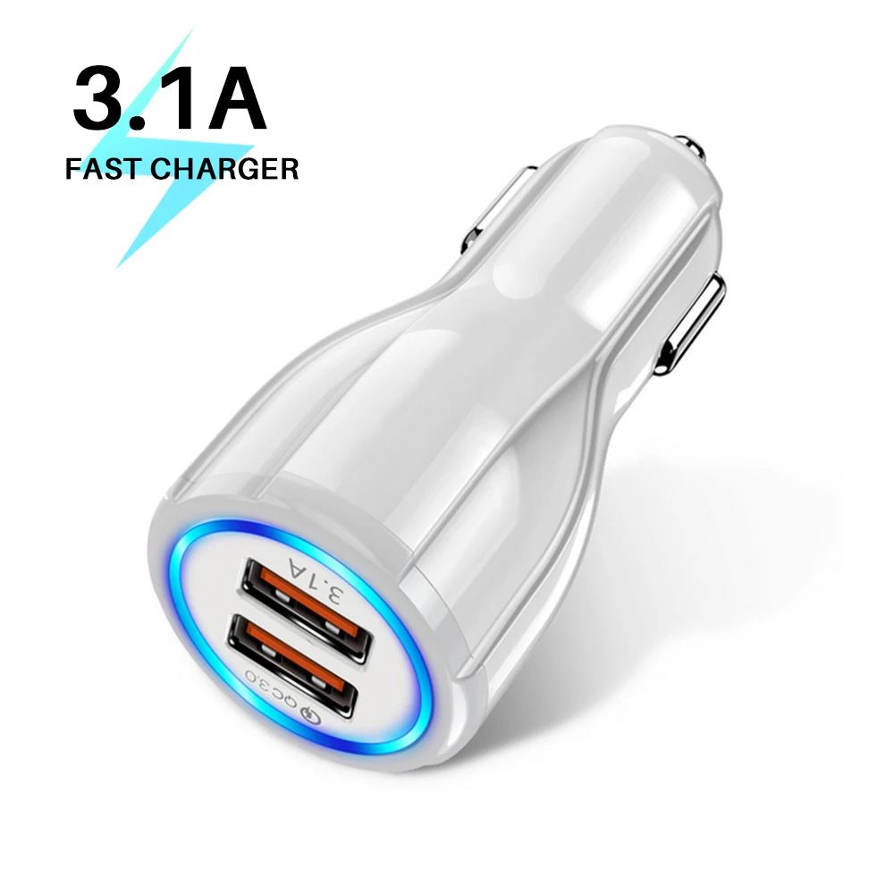 

18W Dual USB QC3.0 Car Charger LED Fast Charging Quick Phone Charge Adapter For iPhone 12 11 Pro Max 6 7 8 Xiaomi Redmi Huawei