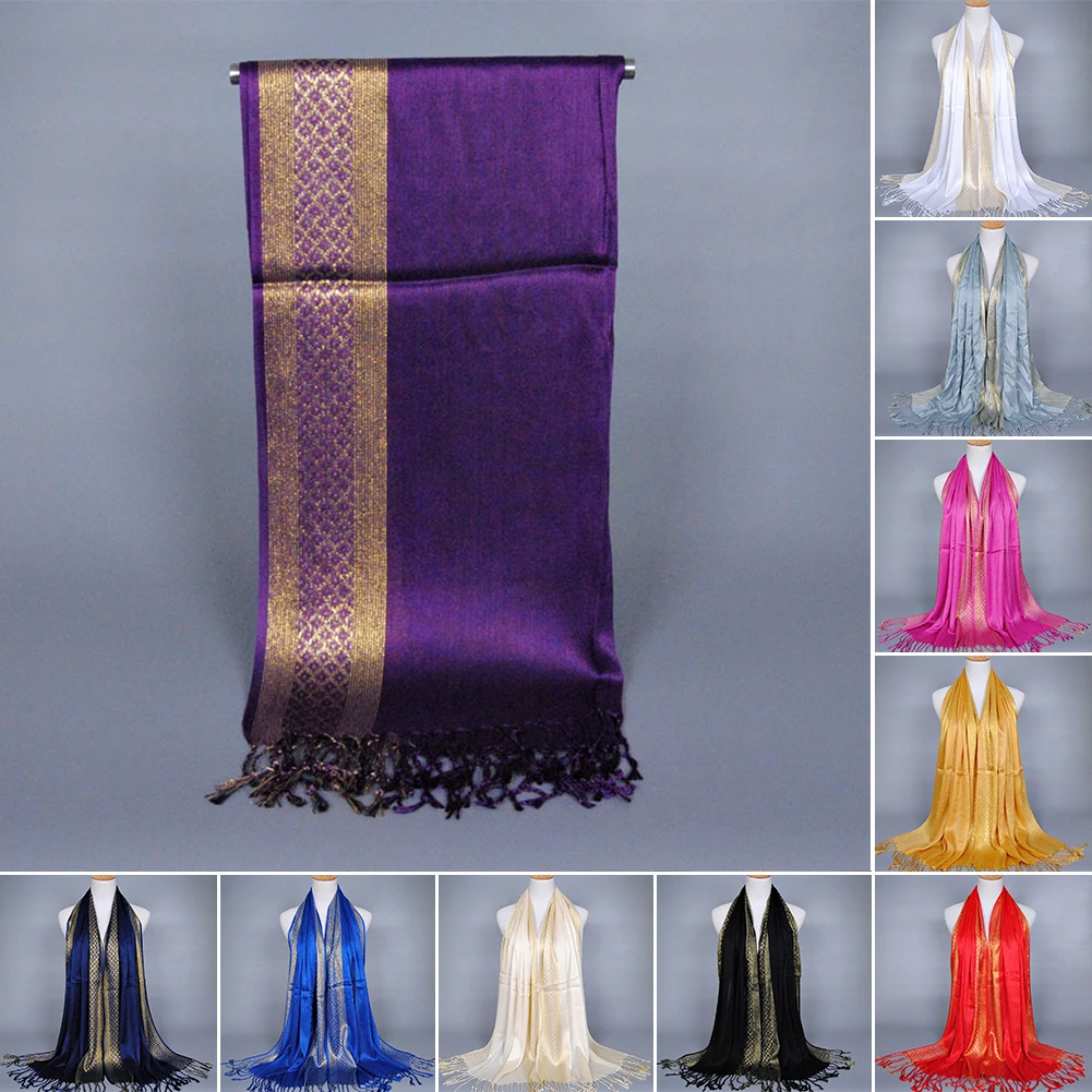 Стильный мусульманский унисекс принт блестящие кисточки хлопок полиэстер