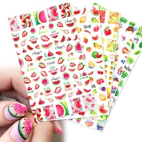 1pc 3d nail slider summer fruit decals adhesive nail art stickers watermelonstrawberry tropical flamingo decals nail wraps