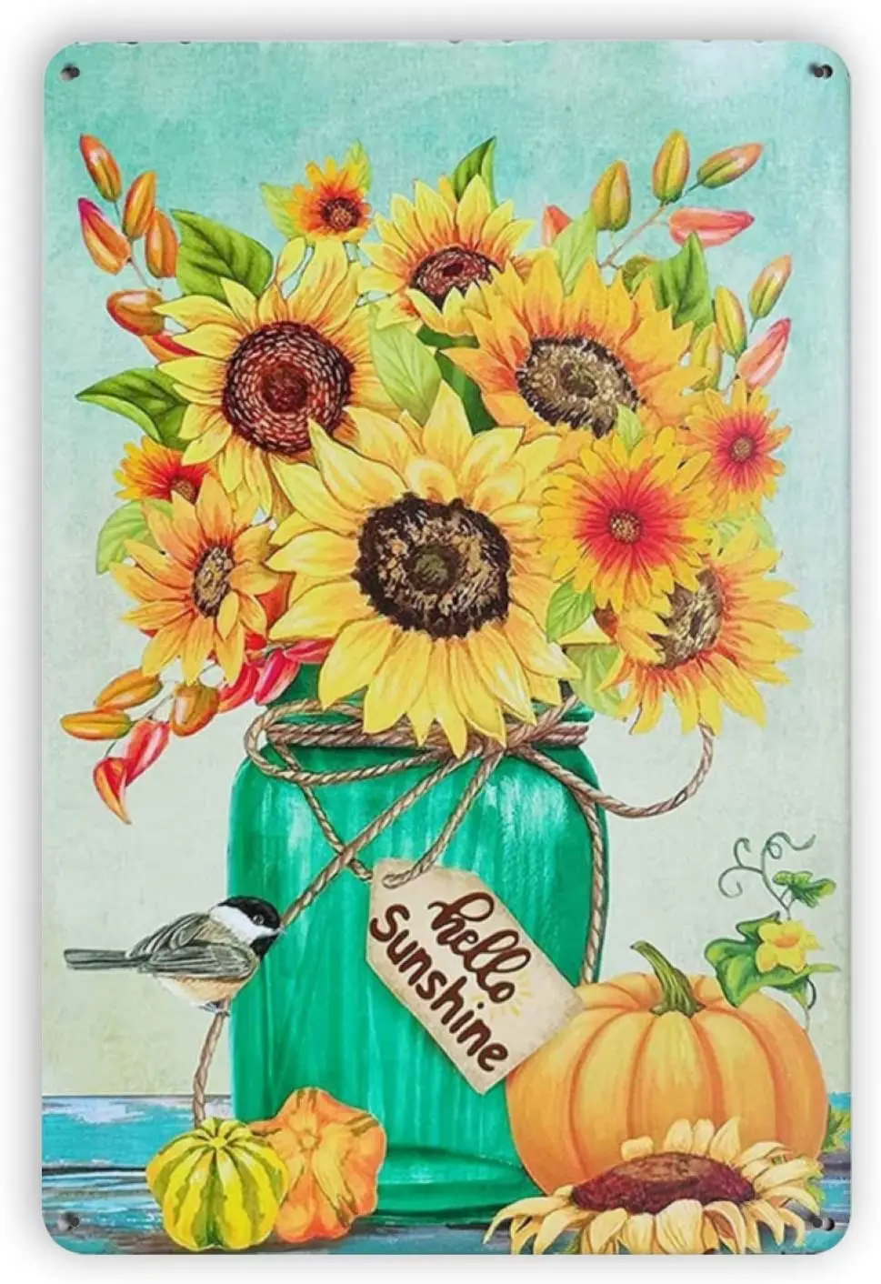 

Bless This Home Sunflower Floral Bloom Vintage Metal Tin Signs, Retro Art Tin Sign Decorations Plaque fo Bars Club Cafe Home