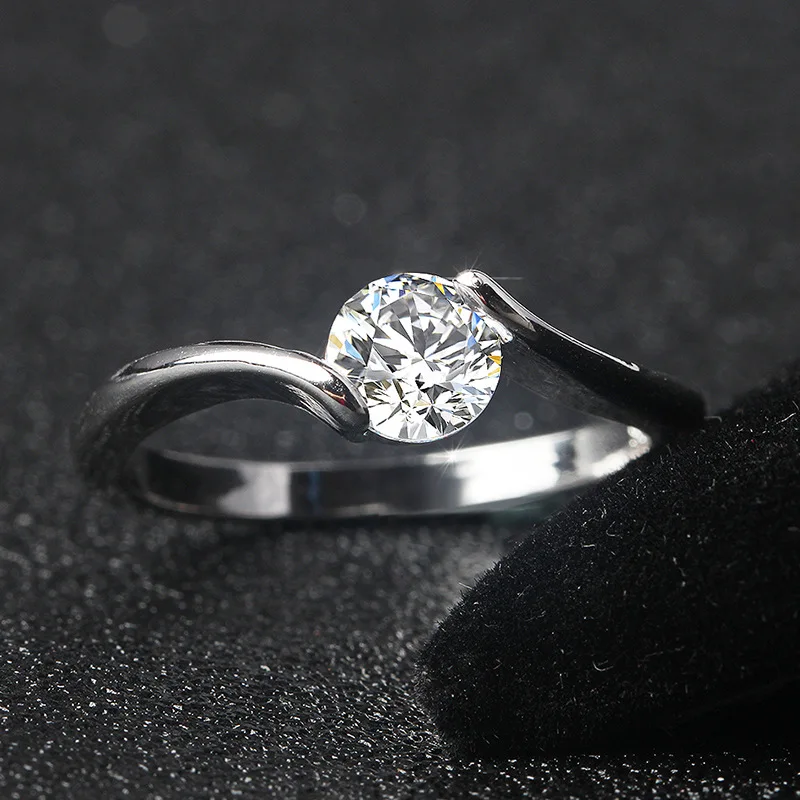 925 Anillos серебряные Простые Модные кольца со стразами для женщин Сияющие AAA