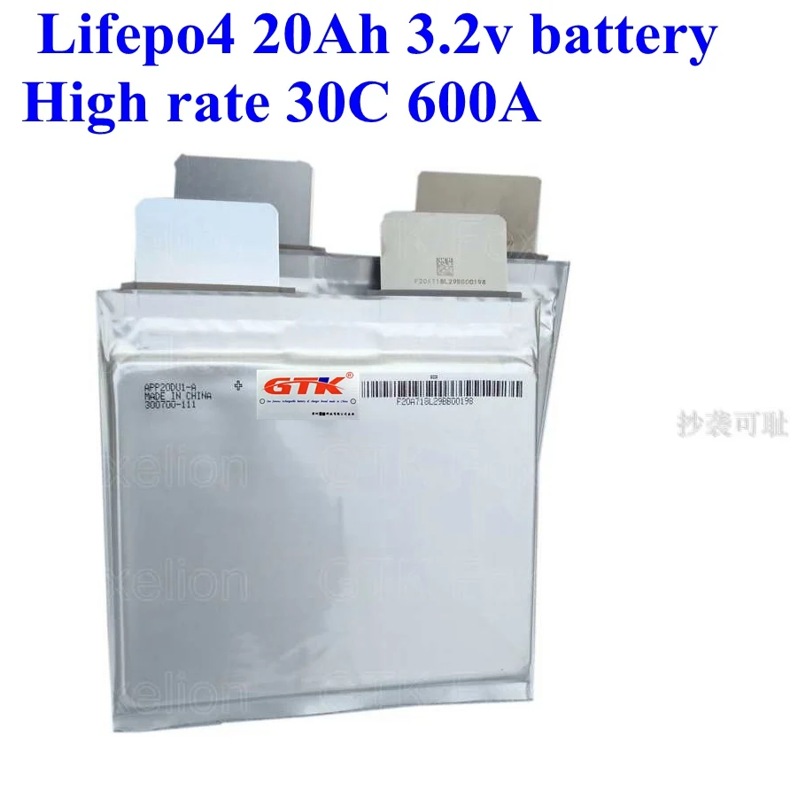 Lifepo4 3 2 v 20Ah высокой скорости 30C 600A батарейных ячеек призматические клетки сумка