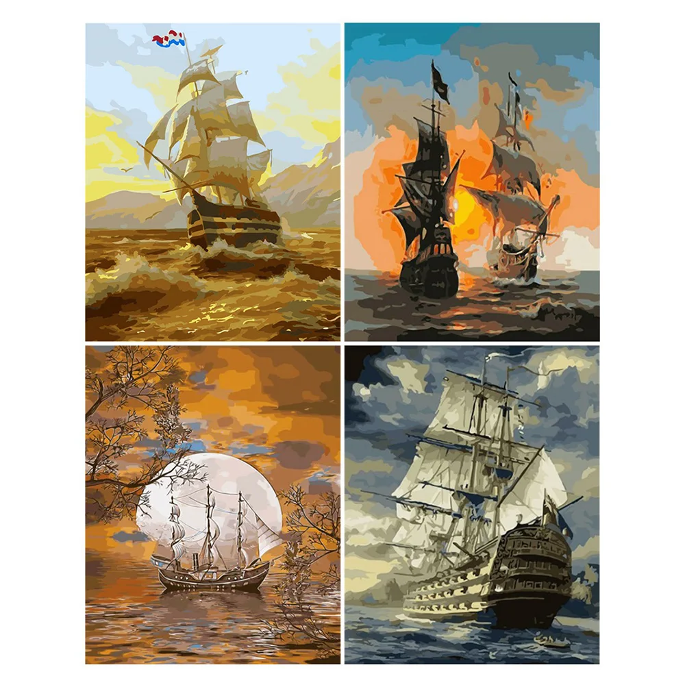 

Картина на холсте 5d, вышивка крестом, парусная лодка, полная Алмазная вышивка, пейзаж, мозаика, украшение для дома