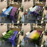 rural lavender flower tablecloth polyester waterproof oil proof rectangular kitchen dinner cloth picnic mat cover home decor